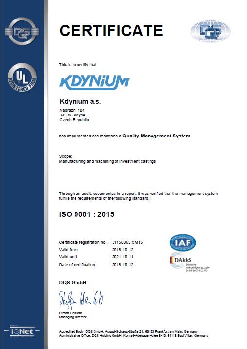 Certifikate ISO 9001:2008